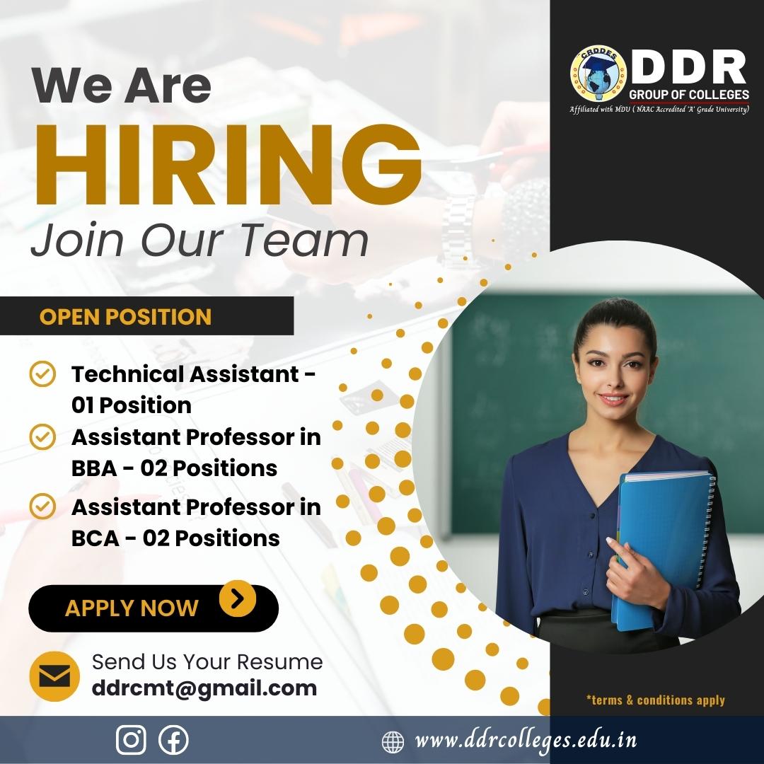 Job Opportunities at DDR Group of Colleges!