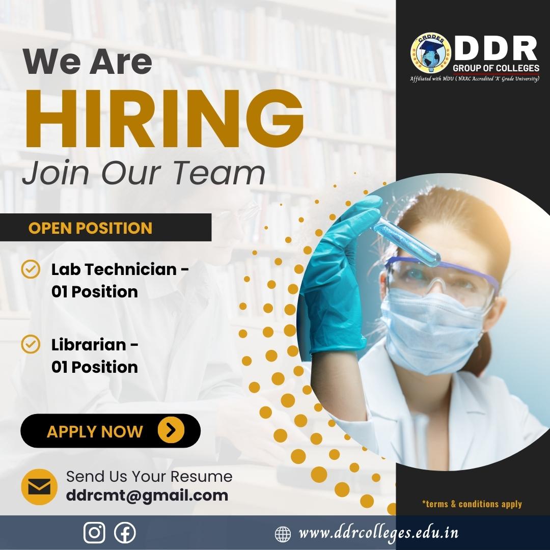 Job Opportunities at DDR Group of Colleges!